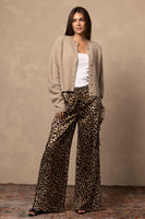 27 Miles Malibu Delma Silk Wide Leg Cargo Pant in Loepard;Silk Cargo Trouser Pant;Leopard Print Silk Cargo Pant; 