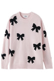 27 Miles Malibu Zemira Cashmere Blend Bow Sweater in Ballet;Pink Bow Sweater;  intarsia bow pattern sweater