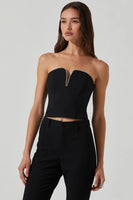 ASTR the Label Amell Top Style ACT18635 in Black;Black Corset style top;Strapless corset inspired top; 