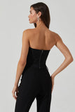 ASTR the Label Amell Top Style ACT18635 in Black;Black Corset style top;Strapless corset inspired top; 