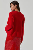 ASTR the Label Bowie Sweater Style ACT18551 in Red;Red Crew Neck Sweater; 