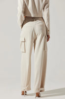 ASTR the Label Denison High Waisted Cargo Pants Style ACP7310 in Bone;Dress Cargo Trouser Pant; Winter White Cargo Pant