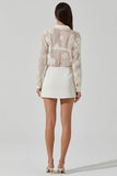 ASTR the Label Ioannis Sheer 3d Floral Shirt Style ACT18588 in Cream; White Sheer Button Down Shirt; NYE Style;;Holiday Blouse