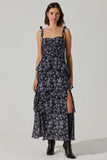 ASTR the Label Mellorie Floral Tiered Maxi Dress style ACDR102393 in Navy Grey Floral;Wedding Guest Dress;Fall Guest Dress;Event Dress; 