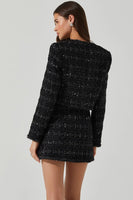 ASTR the Label Milena Jacket Style ACT17957TA in Black; Boxy Tweed Blazer Jacket;  Office Chic Style