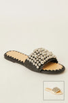 BTB Los Angeles Milos Pearl Slide Style SHO-RE2502 in Black with Silver and In Cream With Silver; Beaded Slide Sandal