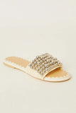 BTB Los Angeles Milos Pearl Slide Style SHO-RE2502 in Black with Silver and In Cream With Silver; Beaded Slide Sandal