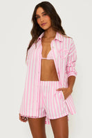 Beach Riot Clothing Cassidy Top Prism Pink Stripe Style BR47557S5 PRPS in Prism Pink Stripe; Striped Button Down Cover-up top