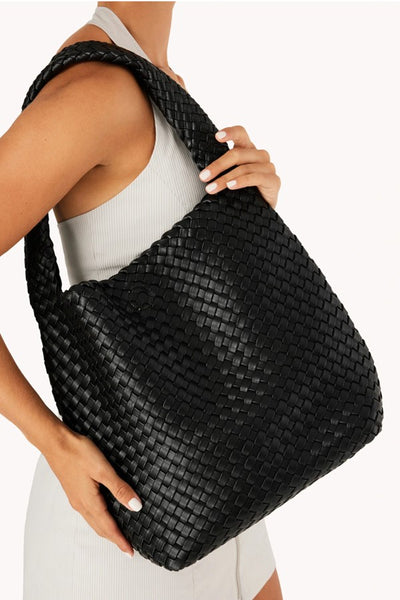 Billini AVIVA TOTE BAG in BLACK;Black Woven Tote Bag; 