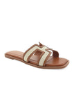 Billini Shoes Gordy Slide Style S1018 in Natural Linen Tan;Billini Hermes Dupe Slide;Billini Slide Sandal; 