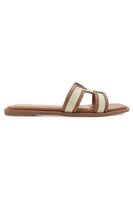 Billini Shoes Gordy Slide Style S1018 in Natural Linen Tan;Billini Hermes Dupe Slide;Billini Slide Sandal; 