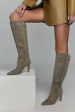 Billini Shoes Quenna Boot in Grey Suede;Suede Fall Boot;Grey Fall Boot;To the Kneen Boot;Suede To the Knee Boot; 