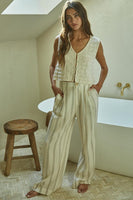 By Together Clothing Dawson Vest Top Style W1525 in Cream;Knit Vest Top;Cream Color Knit Vest Top; 