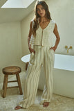 By Together Clothing Dawson Vest Top Style W1525 in Cream;Knit Vest Top;Cream Color Knit Vest Top; 