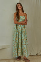 By Together Clothing Herae Floral Tube Maxi Dress Style L8241 in Mint Multi; Strapless floral Spring Summer Maxi Dress