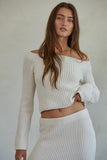 By Together Clothing Jaelyn Top Style W1644 in Cream; White Boat Neck Sweater