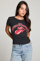 CHaser Brand Clothing Rolling Stones Classic Logo Tee Style CWA412-RST065 in True Black;Rolling Stones T-Shirt; 