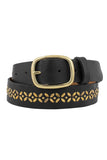 Calleen Cordero Designs Sula Belt in Black with Brass; Hand Made Brass Studded Leather Belt