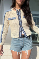 Central Park West Clothing Mesh Stitch Cardigan Style CS25-1875S in Ivory and In Navy; 