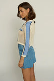 Central Park West Clothing Mesh Stitch Cardigan Style CS25-1875S in Ivory and In Navy; 