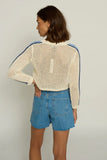 Central Park West Clothing Mesh Stitch Cardigan Style CS25-1875S in Ivory and In Navy; 