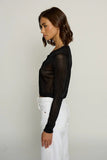 Central Park West Clothing Sheer Cropped Cardigan Style CS25-1914S in Black; Black Sheer Top; Date Night Top