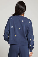 Daisy Embroidery Long Sleeve PulloverDaisy Embroidered Sweatshirt; 