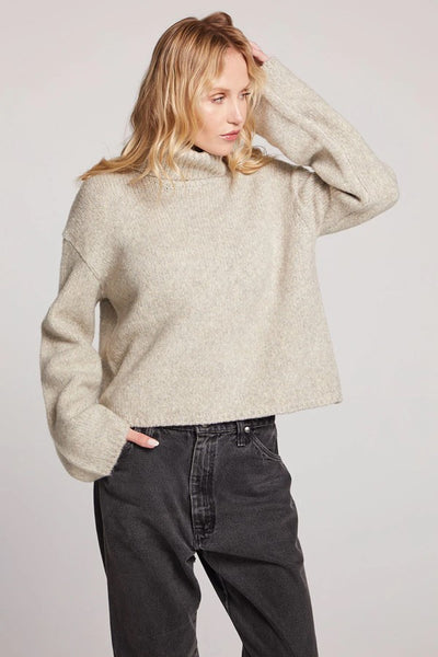 Chaser Brand Clothing Geenie Toasted Coconut Long Sleeve Style CWA259-TCCNT in Toasted Coconut;Apres Ski Sweater; Turtle Neck Sweater