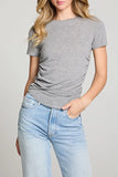 Chaser Brand Clothing Louiss Streaky Grey Tee Style CWA456-STKGRY in Streak Grey;Side Ruched Tee;Spring Tee; 