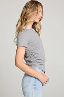 Chaser Brand Clothing Louiss Streaky Grey Tee Style CWA456-STKGRY in Streak Grey;Side Ruched Tee;Spring Tee; 