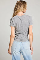 Chaser Brand Clothing Louiss Streaky Grey Tee Style CWA456-STKGRY in Streak Grey;Side Ruched Tee;Spring Tee; 