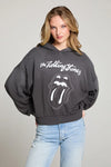 Chaser Brand Clothing The Rolling Stones Stitched Tongue Logo Pullover Hoodie Style CWA452-RST051 in faded black; 