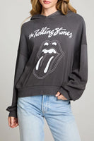 Chaser Brand Clothing The Rolling Stones Stitched Tongue Logo Pullover Hoodie Style CWA452-RST051 in faded black; 