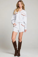 Chaser Brand Clothing Western Detail Shorts Style CWA487-CHA7951-LTHGRY in Light Heather Grey; 