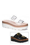 Chinese Laundry Surfs Up Sandal Style in both Black Croc and Clear; Platform Sandal birkenstock Dupe