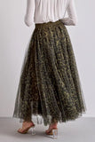 Choklate Paris Clothing Aria Little Leopard Tulle Skirt style CK08077-4 in Kaki; Khaki Green Pleated Leopard Tulle Skirt