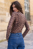 Choklate Paris Clothing Leopard Mesh Wrap Top Style CK08338 in Leopard Brown; Semi Sheer Leopard Print Wrap Top