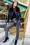 Donna Slayers Fabulous Furs La Moda Faux Fur Vest Style 14721-BLA in Black; 