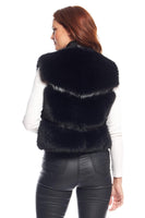 Donna Slayers Fabulous Furs La Moda Faux Fur Vest Style 14721-BLA in Black; 