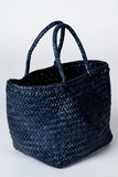 Dragon Diffusion Grace Basket Small Style 8813 in Marine;Woven Leather Bag;Navy Woven Leather Bag; 