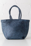 Dragon Diffusion Grace Basket Small Style 8813 in Marine;Woven Leather Bag;Navy Woven Leather Bag; 