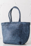 Dragon Diffusion Grace Basket Small Style 8813 in Marine;Woven Leather Bag;Navy Woven Leather Bag; 