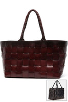 Dragon Diffusion Japan Tote with Woven Handles Style 8151WH in Black and in dark Brown;Woven Leather Tote Bag; 