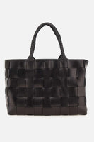 Dragon Diffusion Japan Tote with Woven Handles Style 8151WH in Black and in dark Brown;Woven Leather Tote Bag; 