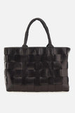 Dragon Diffusion Japan Tote with Woven Handles Style 8151WH in Black and in dark Brown;Woven Leather Tote Bag; 