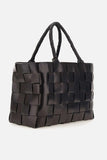 Dragon Diffusion Japan Tote with Woven Handles Style 8151WH in Black and in dark Brown;Woven Leather Tote Bag; 