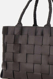 Dragon Diffusion Japan Tote with Woven Handles Style 8151WH in Black and in dark Brown;Woven Leather Tote Bag; 