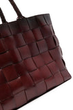 Dragon Diffusion Japan Tote with Woven Handles Style 8151WH in Black and in dark Brown;Woven Leather Tote Bag; 