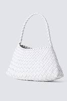 Dragon Diffusion ROSANNA Bag Style 8943 in White;Hand Woven Real Leather Handbag;White Woven Leather Handbag; 