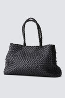 Dragon Diffusion Vintage Mesh Tote Style 8949 in Black; Woven Leather Tote Bag; Dragon Diffusion Woven Leather Ba